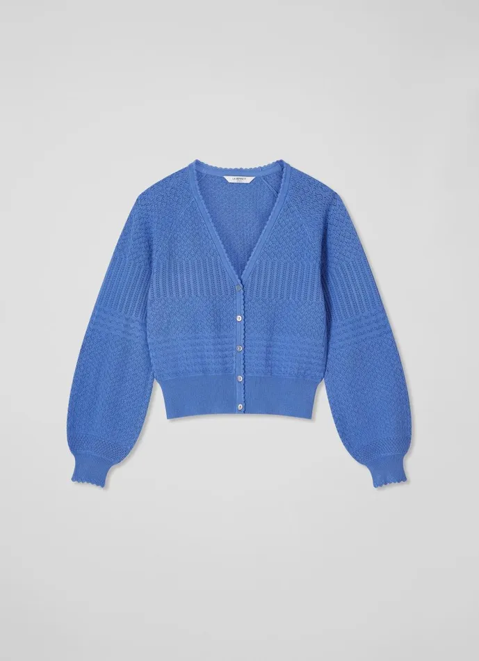 Women Knitwear LKBennett Penelope Blue Textured Knit Cardigan Wedgewood Women Knitwear LKBennett Penelope Blue Textured Knit Cardigan Wedgewood
