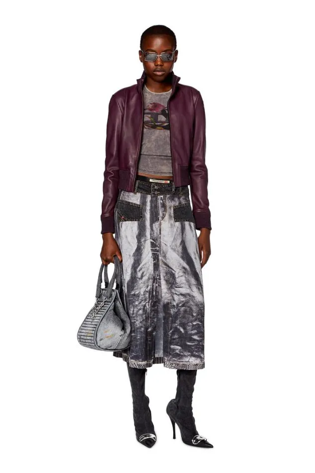Women LHung Dark Violet Diesel Outerwear And Jackets