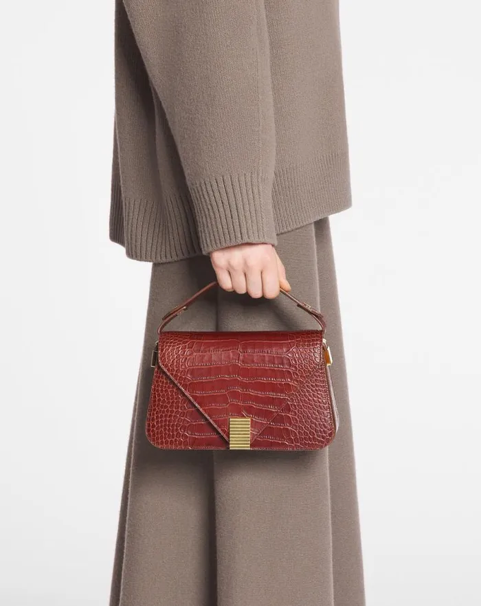 Women Lanvin Crossbody Bags and Shoulder Bags Concerto Arpge Bag In Crocodileeffect Leather Mahogany Women Lanvin Crossbody Bags and Shoulder Bags Concerto Arpge Bag In Crocodileeffect Leather Mahogany