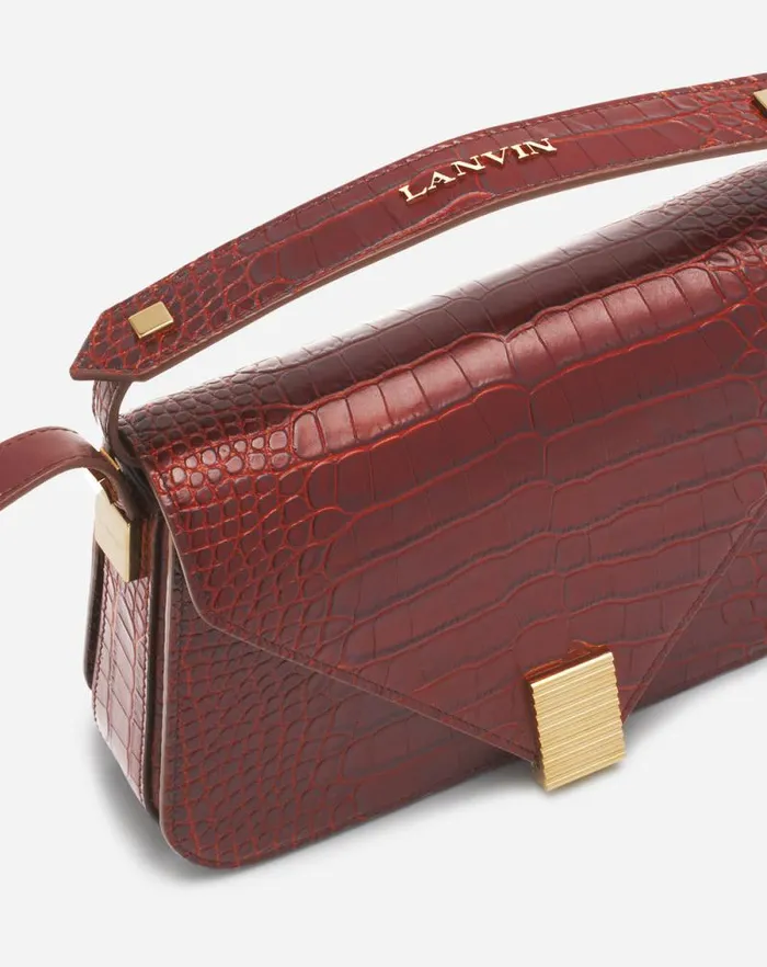 Women Lanvin Crossbody Bags and Shoulder Bags Concerto Arpge Bag In Crocodileeffect Leather Mahogany Women Lanvin Crossbody Bags and Shoulder Bags Concerto Arpge Bag In Crocodileeffect Leather Mahogany