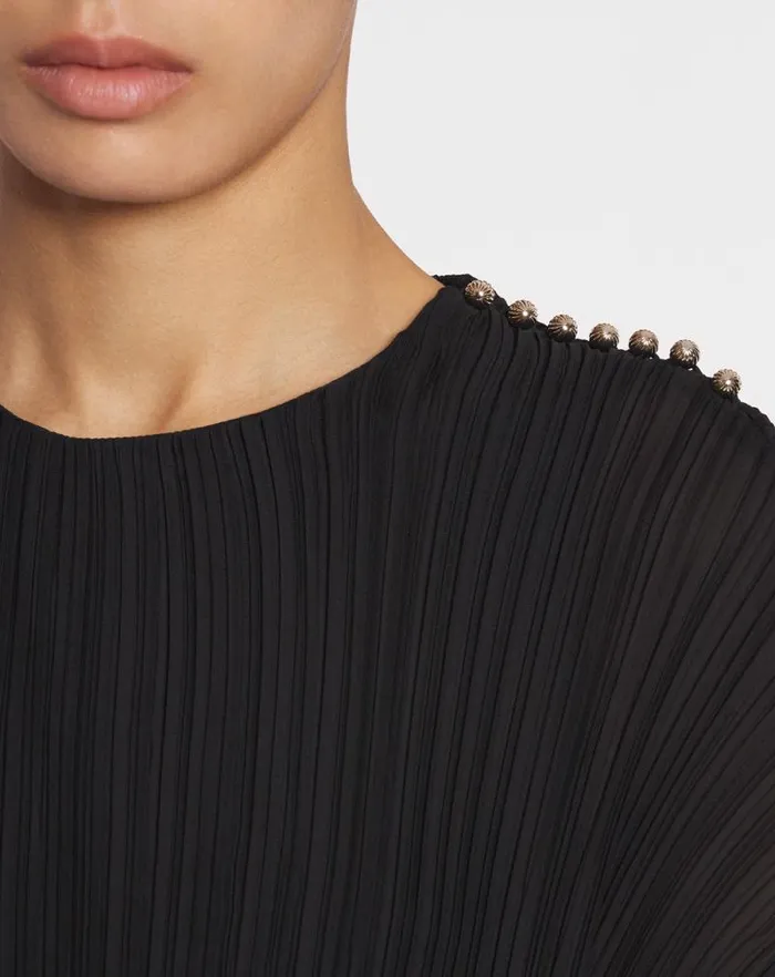 Women Lanvin Dresses Asymmetrical Pleated Dress Black Women Lanvin Dresses Asymmetrical Pleated Dress Black