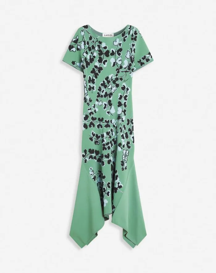 Women Lanvin Dresses Jacquard Midi Dress Vert De Gris