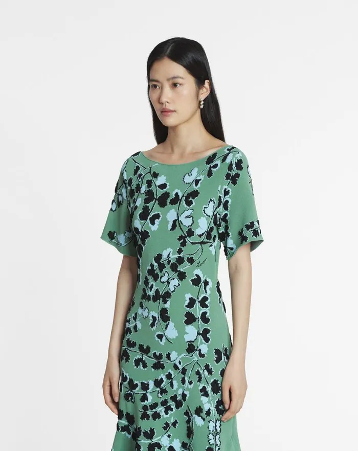 Women Lanvin Dresses Jacquard Midi Dress Vert De Gris Women Lanvin Dresses Jacquard Midi Dress Vert De Gris