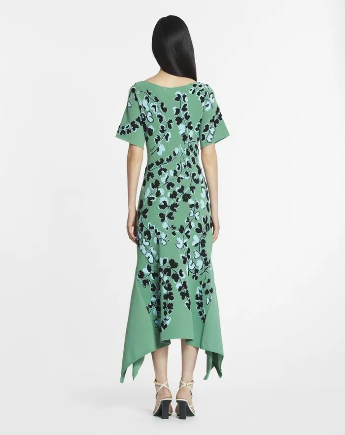 Women Lanvin Dresses Jacquard Midi Dress Vert De Gris Women Lanvin Dresses Jacquard Midi Dress Vert De Gris