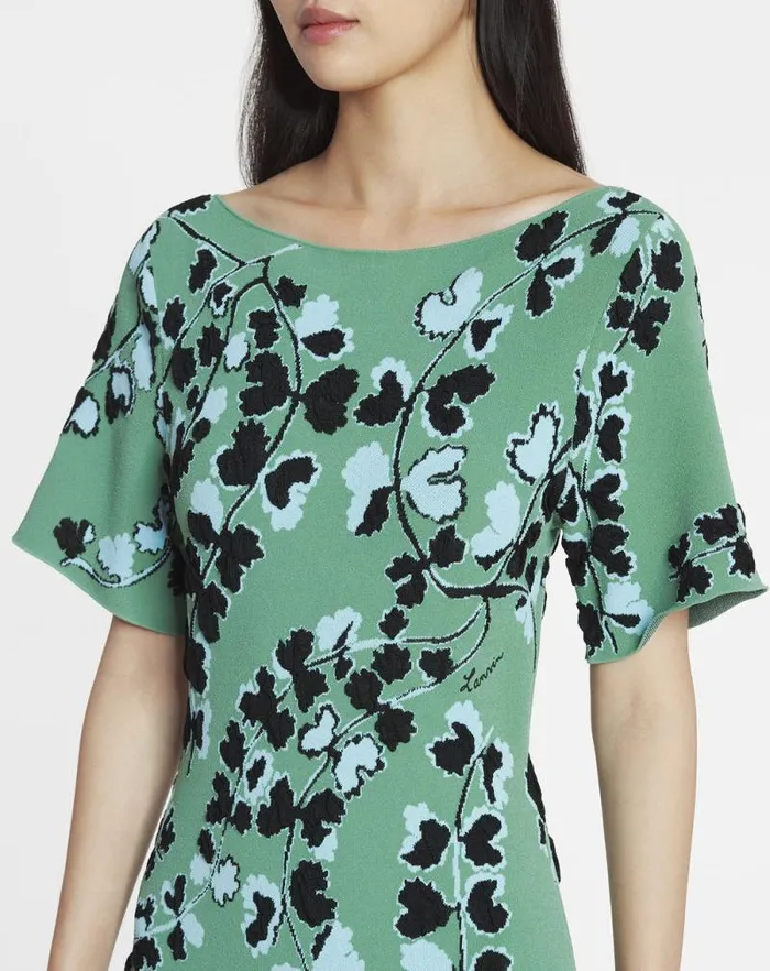 Women Lanvin Dresses Jacquard Midi Dress Vert De Gris Women Lanvin Dresses Jacquard Midi Dress Vert De Gris