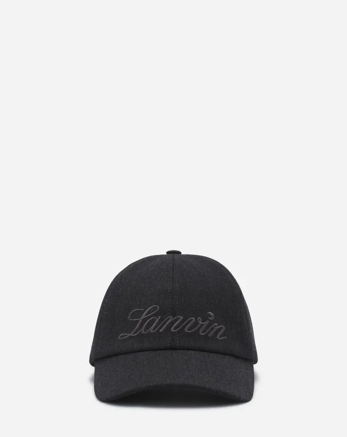 Women Lanvin Hats Lanvin Script Wool Cap Anthracitegrey