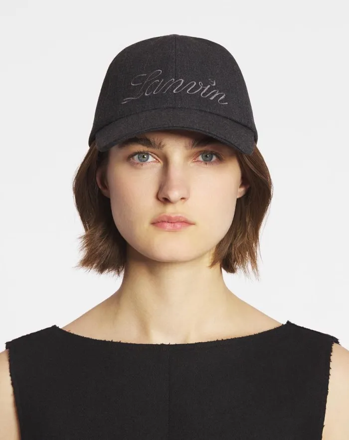 Women Lanvin Hats Lanvin Script Wool Cap Anthracitegrey Women Lanvin Hats Lanvin Script Wool Cap Anthracitegrey