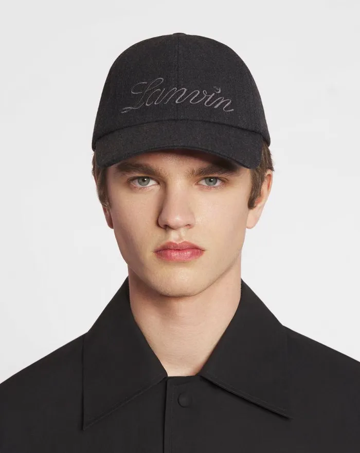 Women Lanvin Hats Lanvin Script Wool Cap Anthracitegrey Women Lanvin Hats Lanvin Script Wool Cap Anthracitegrey