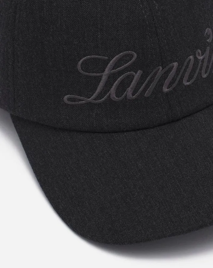 Women Lanvin Hats Lanvin Script Wool Cap Anthracitegrey Women Lanvin Hats Lanvin Script Wool Cap Anthracitegrey