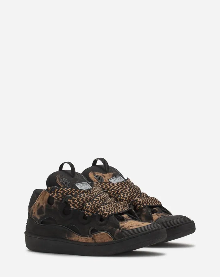Women Lanvin Sneakers Curb Washed Denim Sneakers Blackbeige Women Lanvin Sneakers Curb Washed Denim Sneakers Blackbeige
