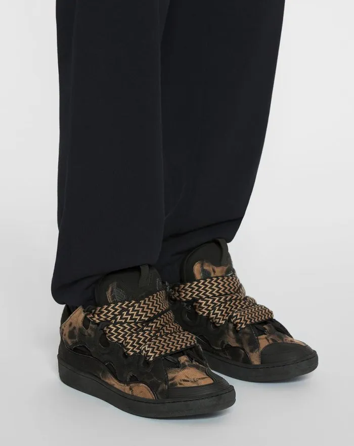 Women Lanvin Sneakers Curb Washed Denim Sneakers Blackbeige Women Lanvin Sneakers Curb Washed Denim Sneakers Blackbeige