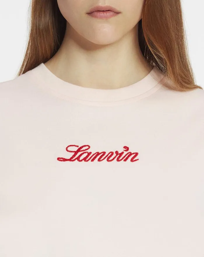 Women Lanvin TShirts and Sweatshirts Lanvin Embroidered Tshirt Powder Pink Women Lanvin TShirts and Sweatshirts Lanvin Embroidered Tshirt Powder Pink