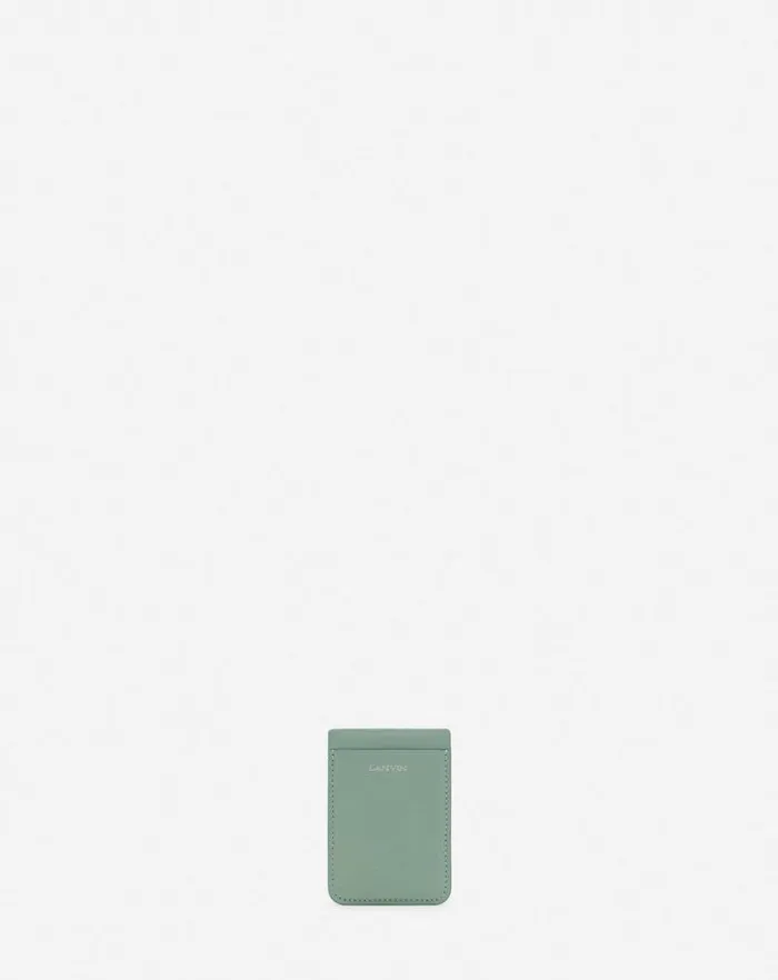 Women Lanvin Wallets and Small Leather Goods Magnetic Leather Cardholder Vert De Gris