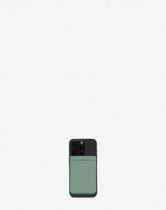 Women Lanvin Wallets and Small Leather Goods Magnetic Leather Cardholder Vert De Gris Women Lanvin Wallets and Small Leather Goods Magnetic Leather Cardholder Vert De Gris