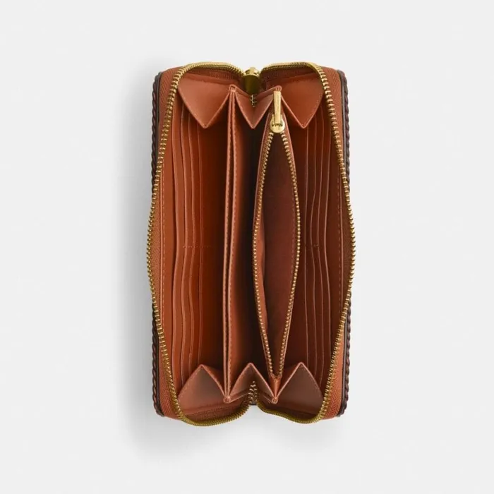 Women Large Wallets Coach Accordion Zip Wallet With Braid Brassburnished Amber Women Large Wallets Coach Accordion Zip Wallet With Braid Brassburnished Amber