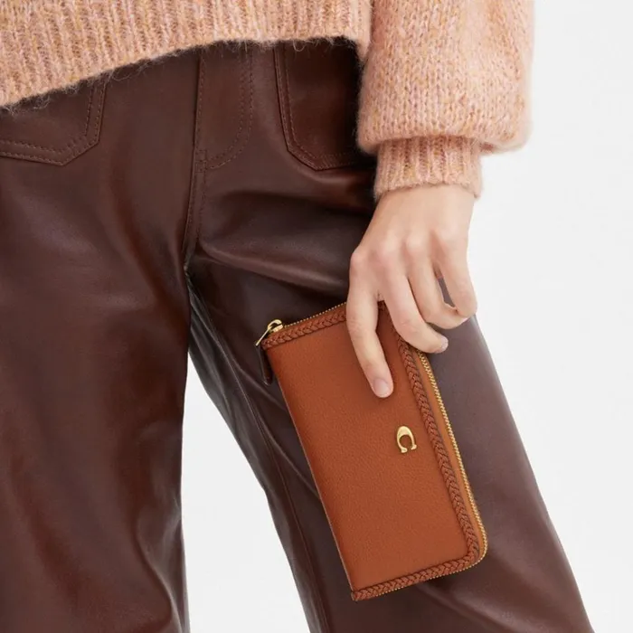 Women Large Wallets Coach Accordion Zip Wallet With Braid Brassburnished Amber Women Large Wallets Coach Accordion Zip Wallet With Braid Brassburnished Amber