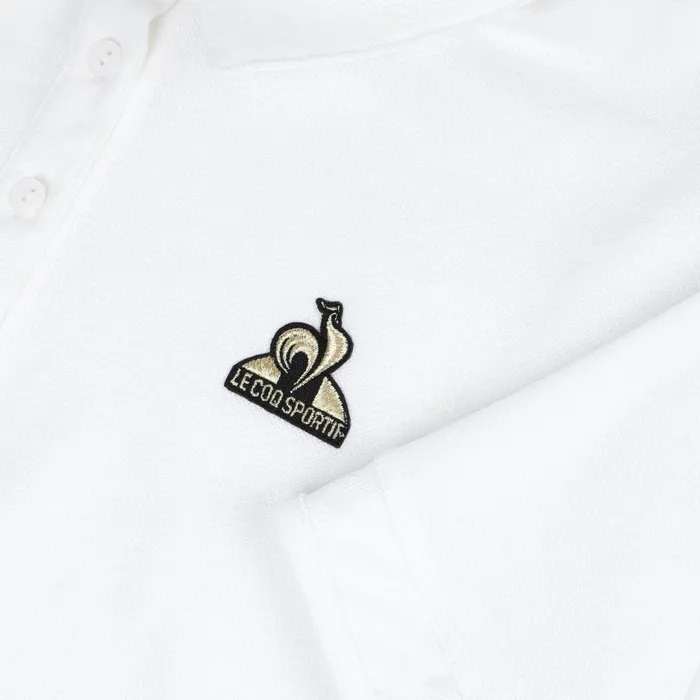Women Le Coq Sportif Tshirts Polos Shirts And Tops Coq D039Or Polo Shirt En Interlock 240g Coton Marshmallow
