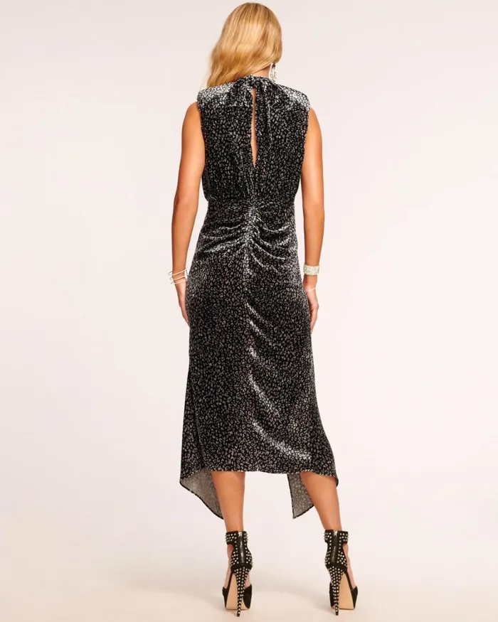 Women Lennon Ruched Midi Dress Leopard Velvet Ramy Brook Dresses Women Lennon Ruched Midi Dress Leopard Velvet Ramy Brook Dresses