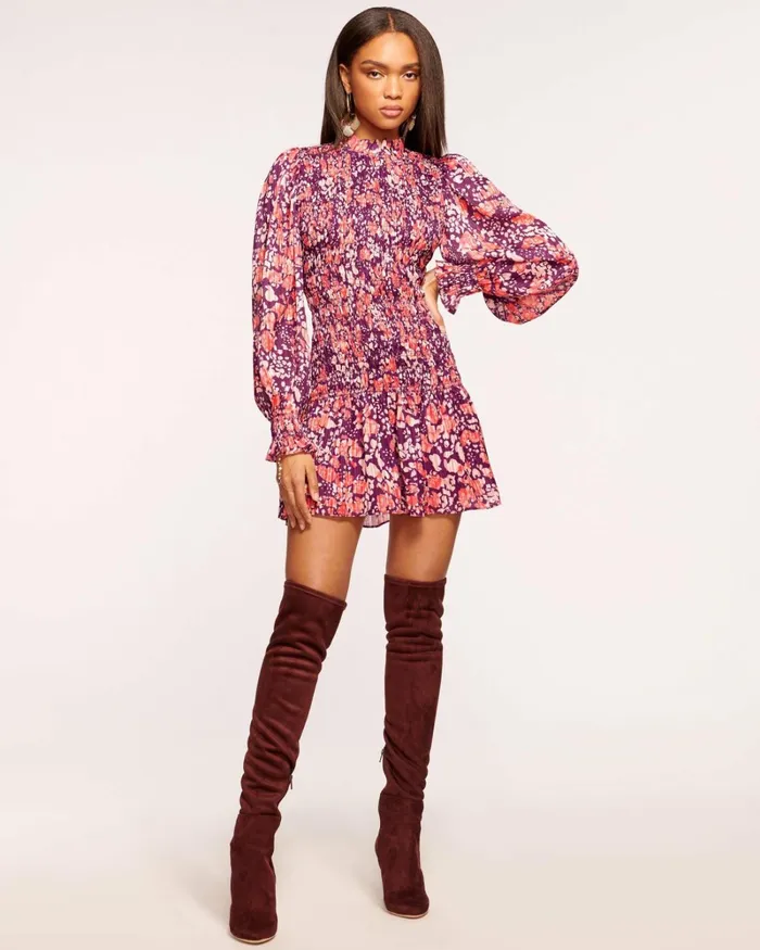 Women Lucia Smocked Mini Dress Cabernet Dot Ramy Brook Dresses Women Lucia Smocked Mini Dress Cabernet Dot Ramy Brook Dresses
