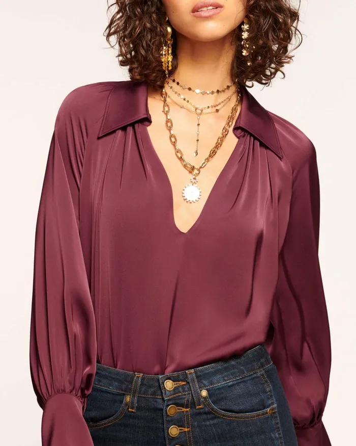 Women Lyla VNeck Blouse Navy Ramy Brook Tops Women Lyla VNeck Blouse Navy Ramy Brook Tops