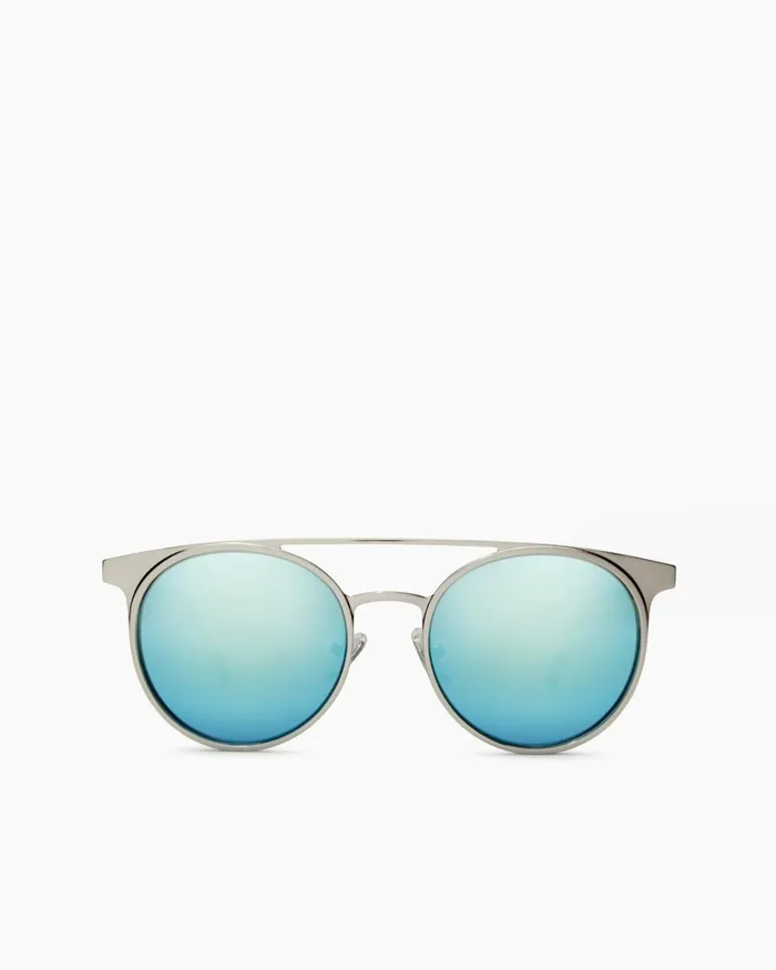 Women Malibu Round Sunglasses Blue Silver Ramy Brook Swimwear