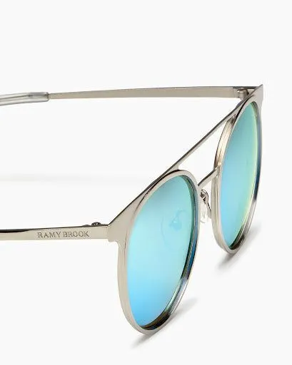 Women Malibu Round Sunglasses Blue Silver Ramy Brook Swimwear Women Malibu Round Sunglasses Blue Silver Ramy Brook Swimwear