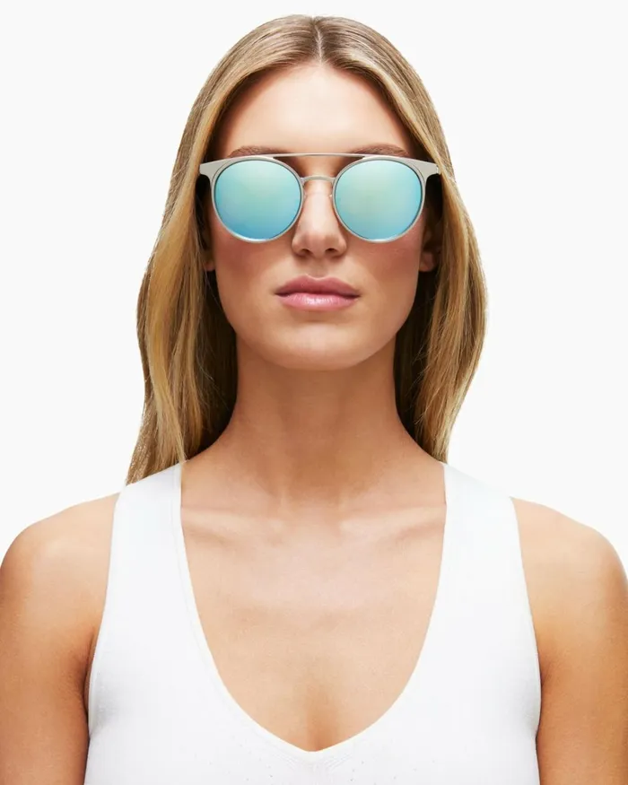 Women Malibu Round Sunglasses Blue Silver Ramy Brook Swimwear Women Malibu Round Sunglasses Blue Silver Ramy Brook Swimwear
