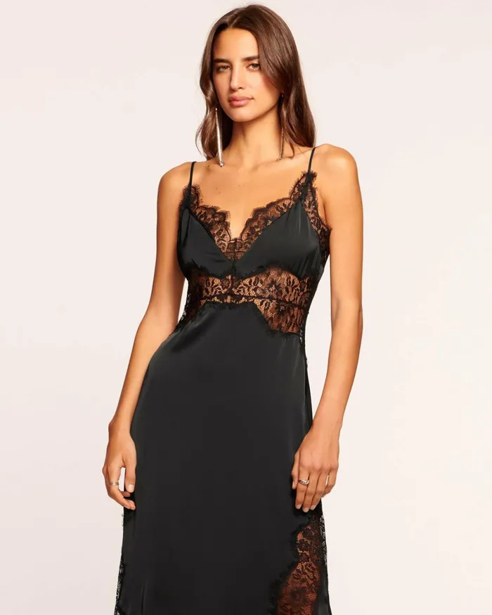 Women Maren Slip Midi Dress Black Ramy Brook Dresses