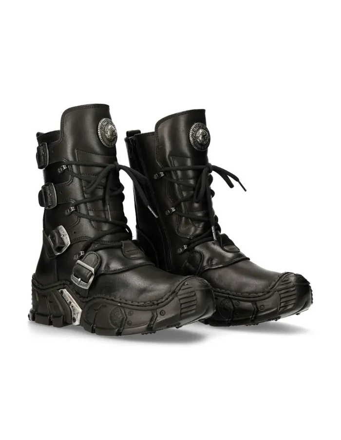 WomenMen Ankle Boot Black Impact MImpact013S1 New Rock Boots