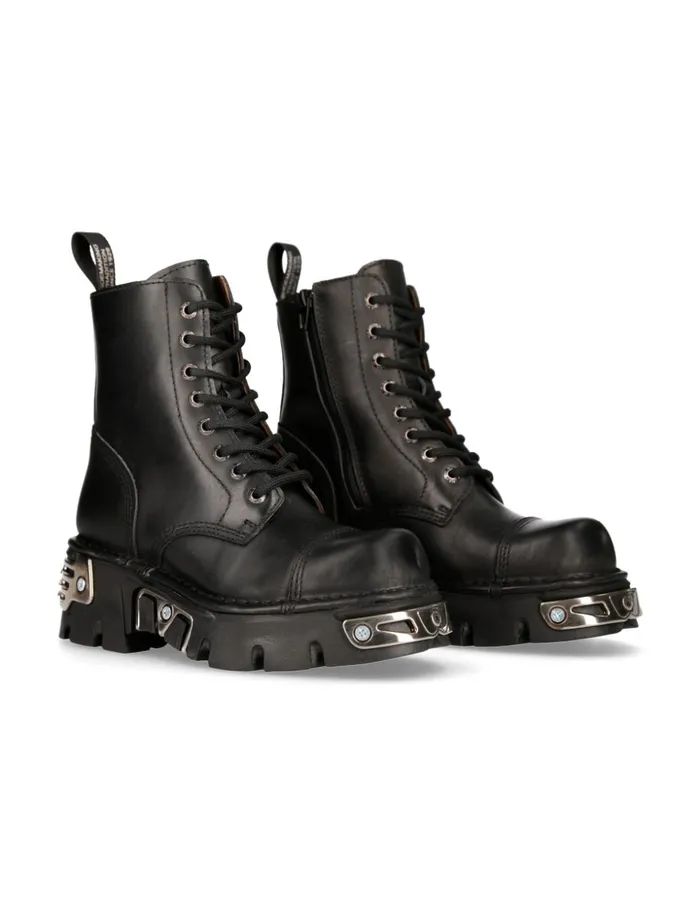 WomenMen Ankle Boot Black Reactor With Laces MNewmili083S35 New Rock Boots