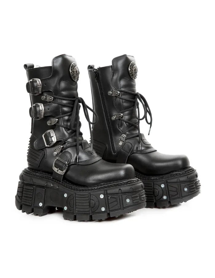 WomenMen Black Imperfect MTank002C10 New Rock Boots