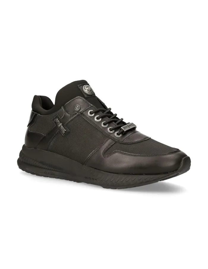 WomenMen Shoe Black Chrono With Laces MChrono002C14 New Rock Sneakers WomenMen Shoe Black Chrono With Laces MChrono002C14 New Rock Sneakers