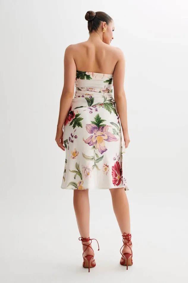 Women Meshki Bottoms Allegra Satin Knee Length Skirt 8211 Bella Rosa Print