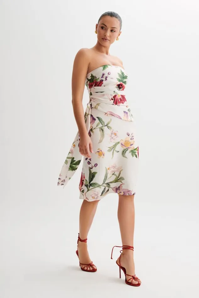 Women Meshki Bottoms Allegra Satin Knee Length Skirt 8211 Bella Rosa Print