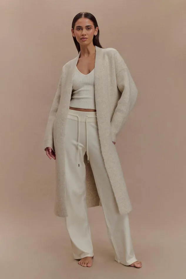 Women Meshki Bottoms Benson Maxi Knit Cardigan 8211 Cream Marle