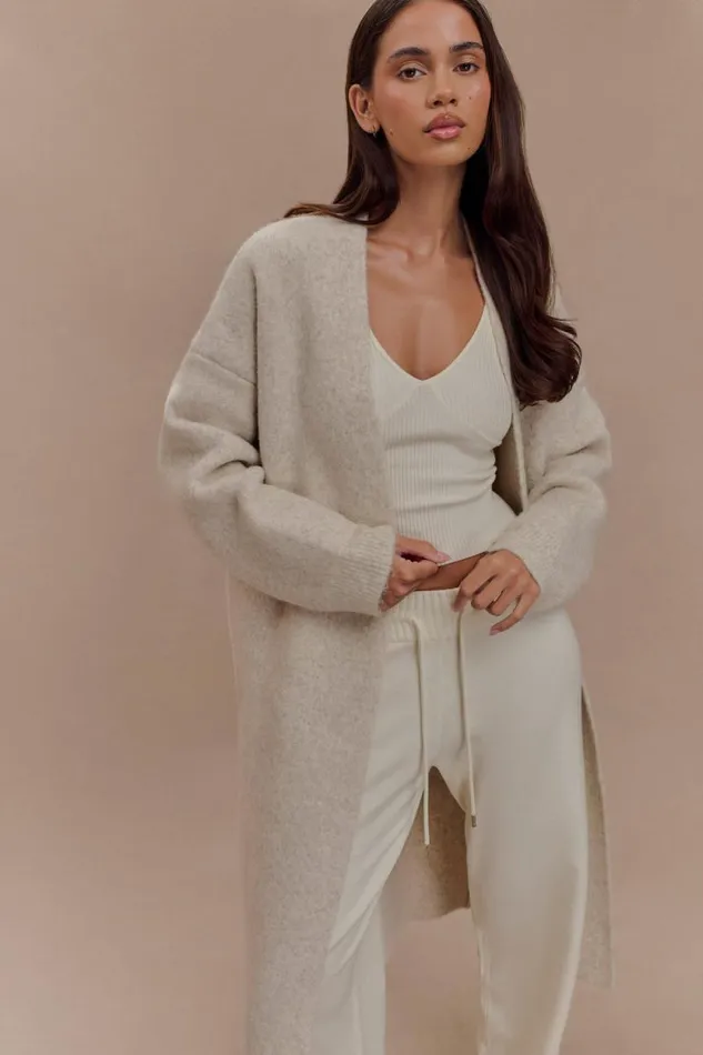 Women Meshki Bottoms Benson Maxi Knit Cardigan 8211 Cream Marle
