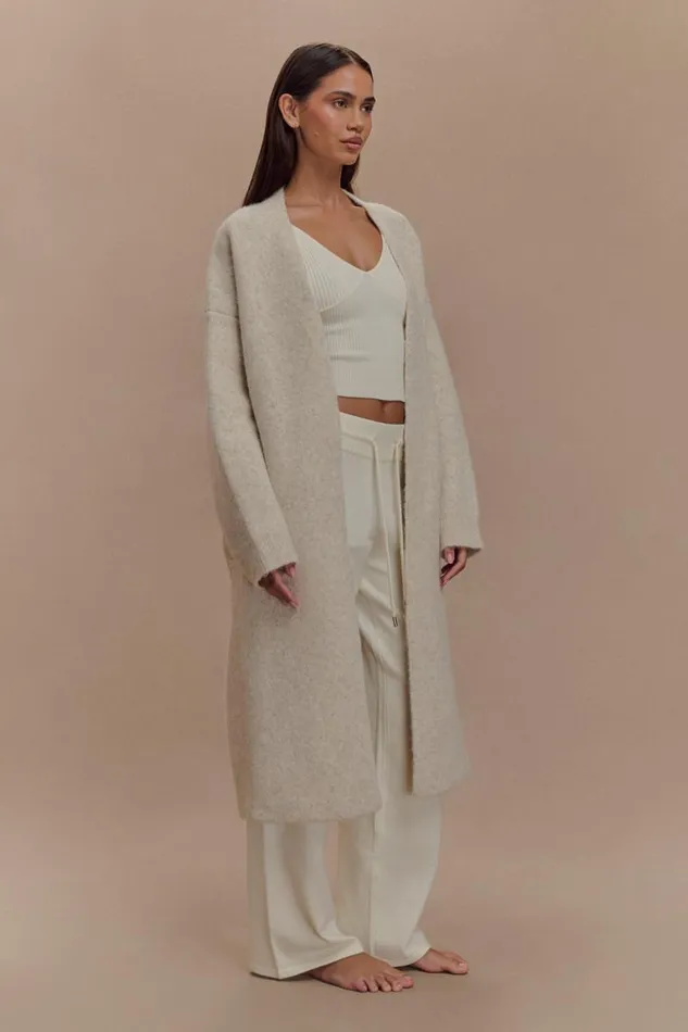Women Meshki Bottoms Benson Maxi Knit Cardigan 8211 Cream Marle