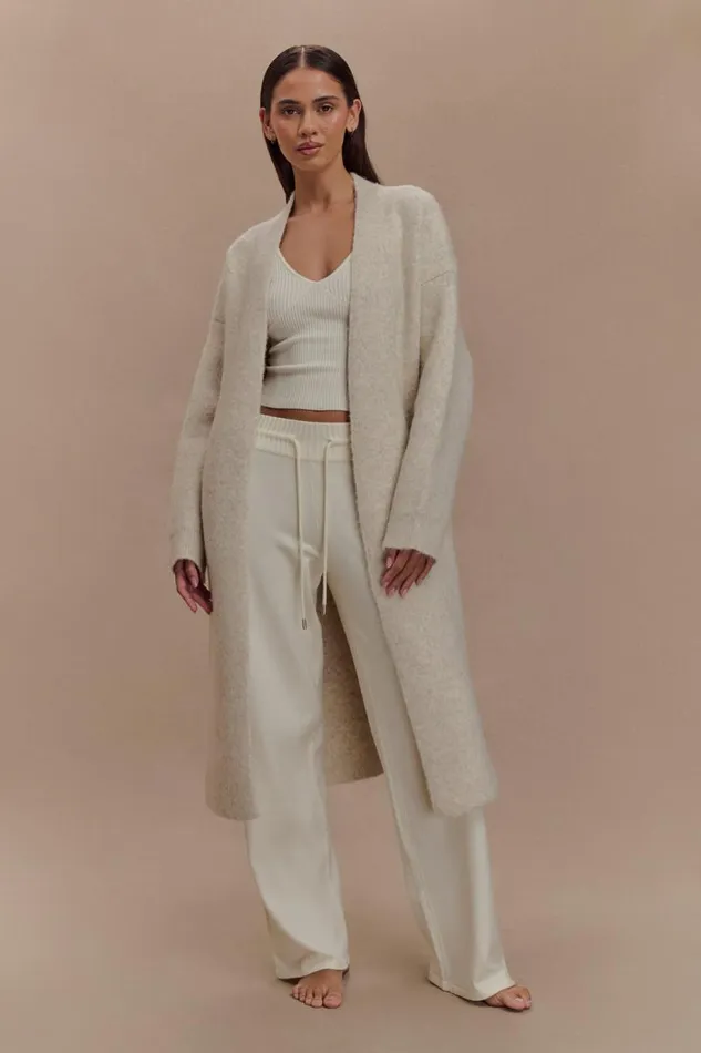 Women Meshki Bottoms Benson Maxi Knit Cardigan 8211 Cream Marle