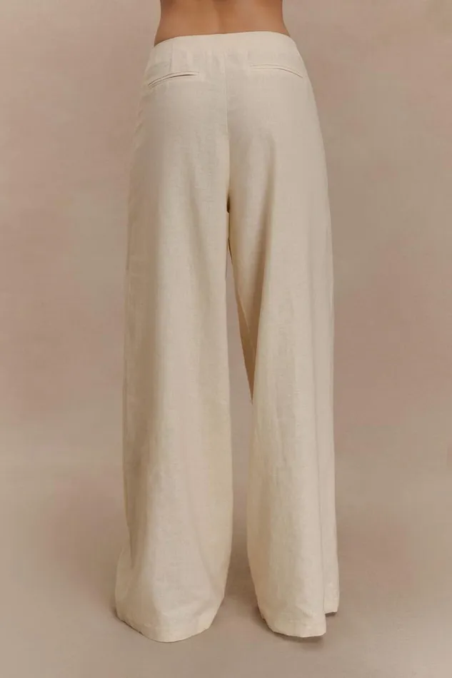 Women Meshki Bottoms Brandi Linen Straight Leg Pant 8211 Wheat Marle