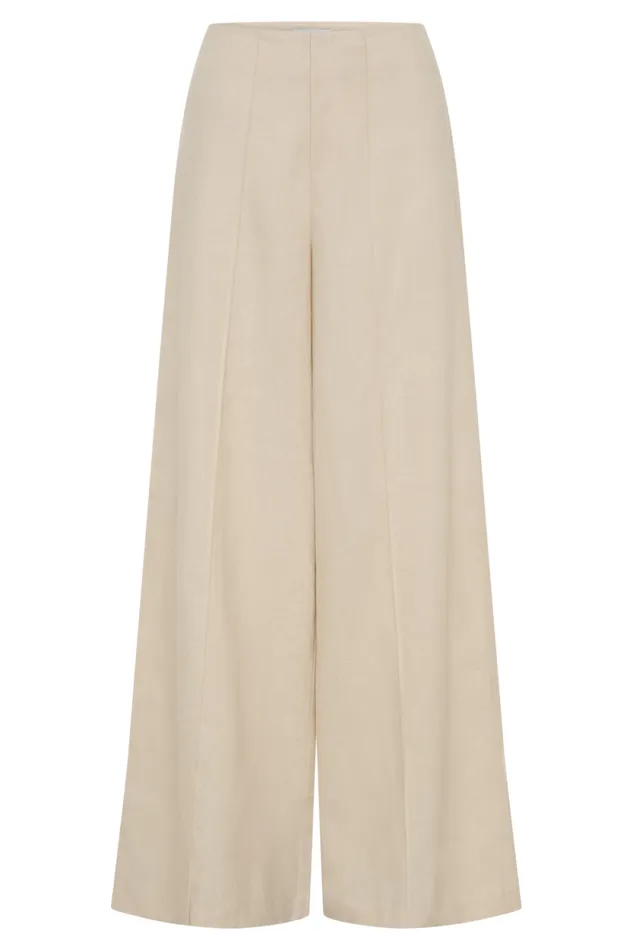 Women Meshki Bottoms Brandi Linen Straight Leg Pant 8211 Wheat Marle