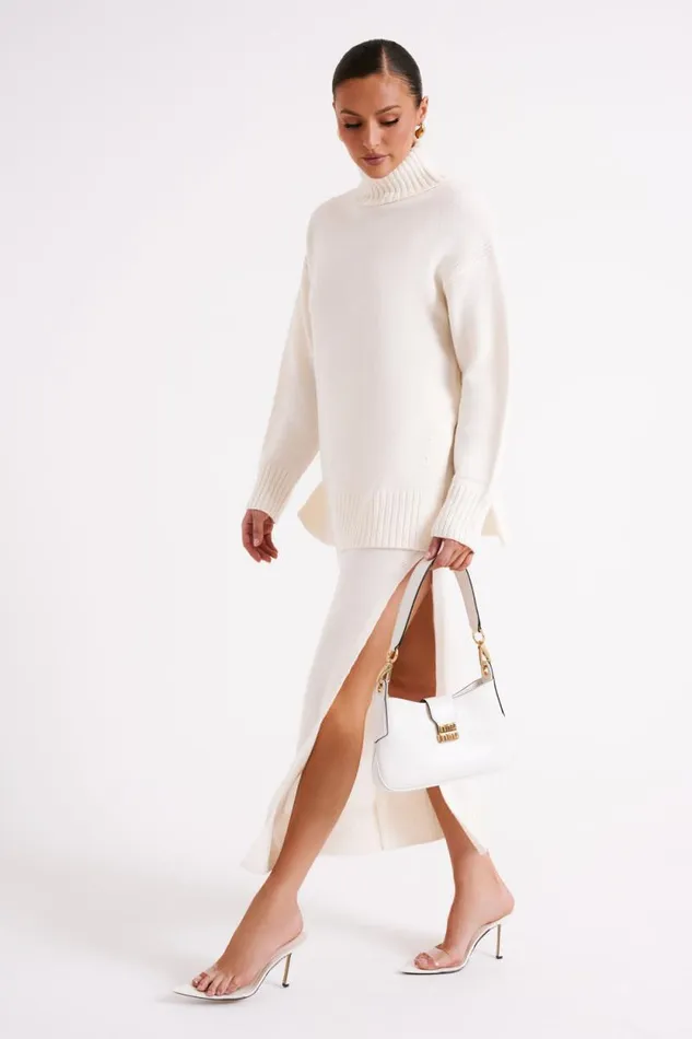 Women Meshki Bottoms Brittany Knit Midi Skirt 8211 Ivory