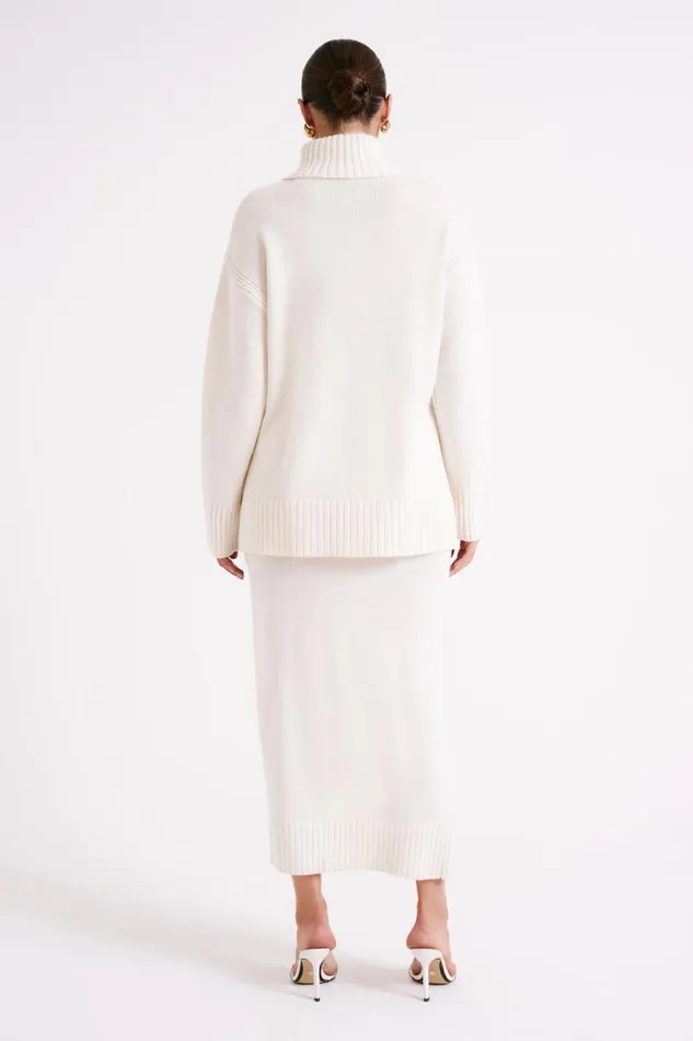 Women Meshki Bottoms Brittany Knit Midi Skirt 8211 Ivory