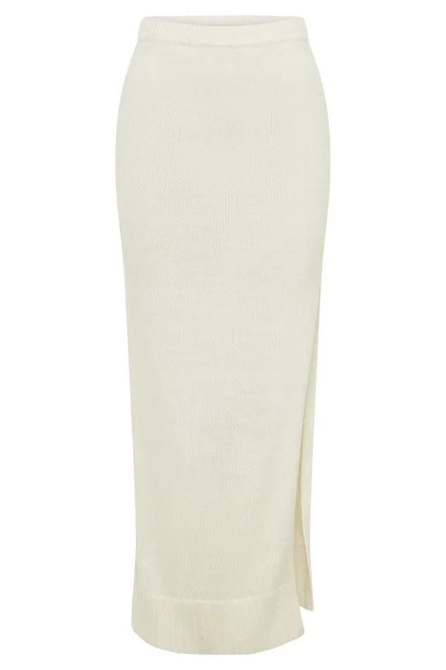 Women Meshki Bottoms Brittany Knit Midi Skirt 8211 Ivory