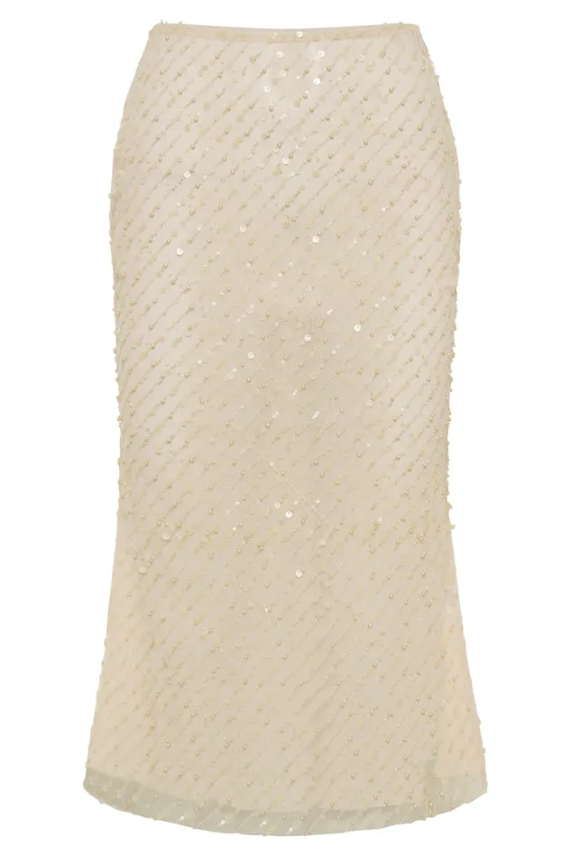 Women Meshki Bottoms Brynne Sequin Midi Skirt 8211 Buttercream