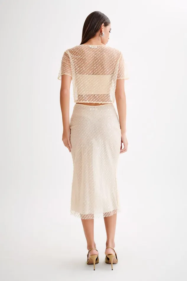 Women Meshki Bottoms Brynne Sequin Midi Skirt 8211 Buttercream