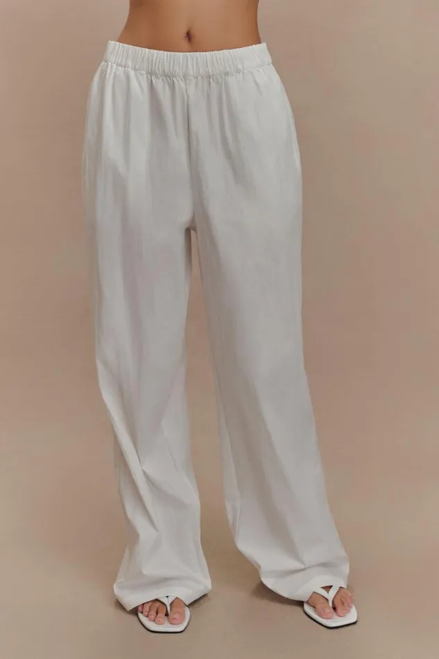 Women Meshki Bottoms Campbell Cotton Wide Leg Pants 8211 White