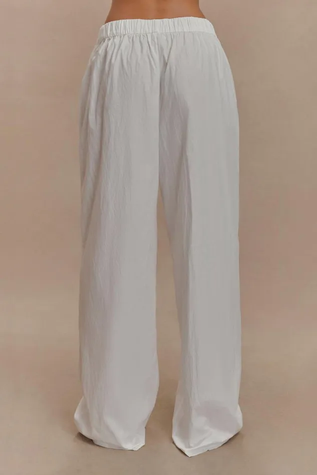 Women Meshki Bottoms Campbell Cotton Wide Leg Pants 8211 White