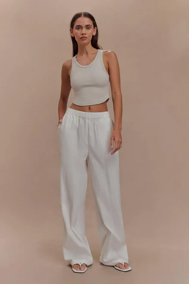Women Meshki Bottoms Campbell Cotton Wide Leg Pants 8211 White