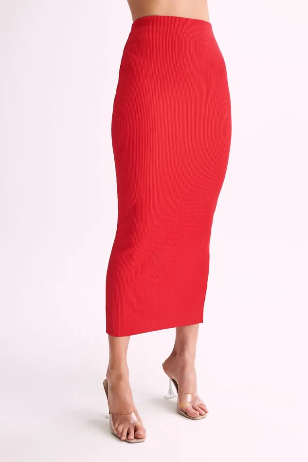 Women Meshki Bottoms Kaesha Split Maxi Knitted Skirt 8211 Red
