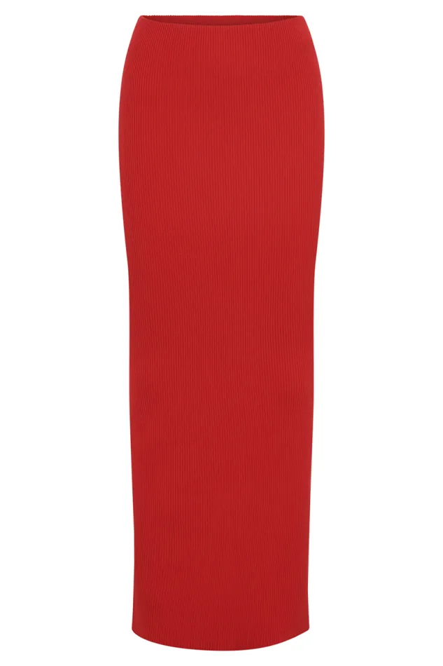 Women Meshki Bottoms Kaesha Split Maxi Knitted Skirt 8211 Red